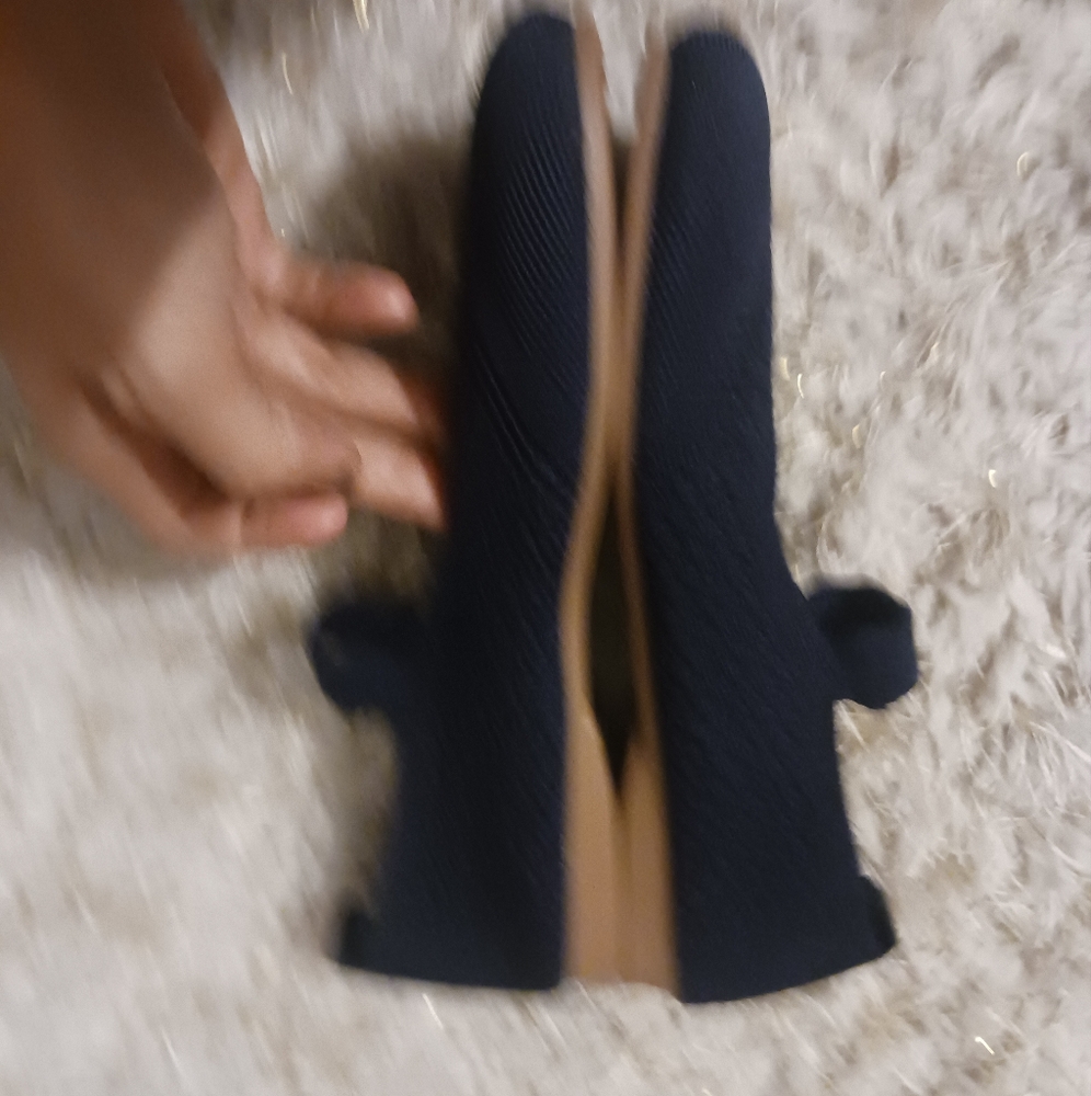 NEW Women Navy Blue Elastic Loafer Shoes - Picture 4 of 7